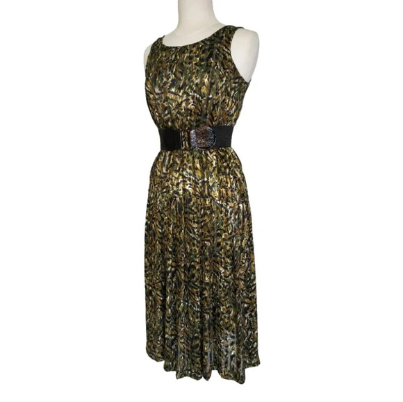 Vintage Pleated Set -  Skirt & Tank Set - Matching LINEA Metallic Animal Print - Picture 4 of 12